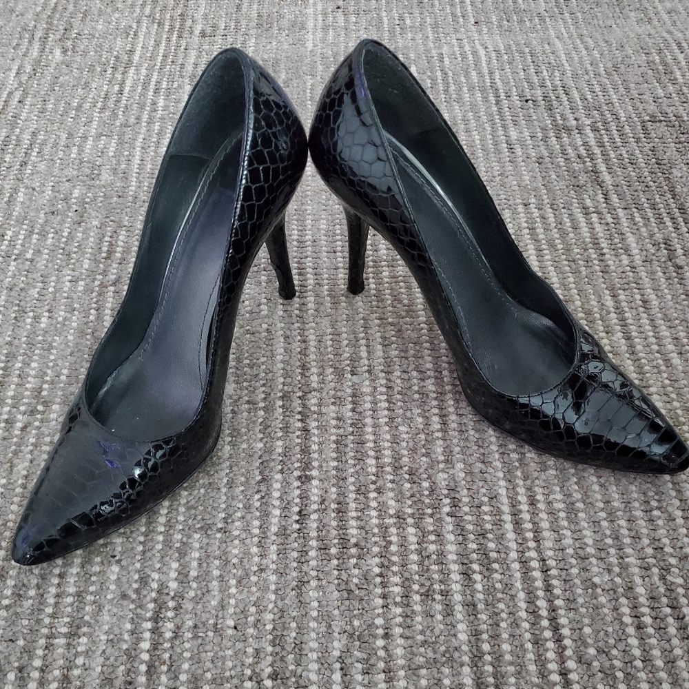 Stuart Weitzman Black Snake Heels